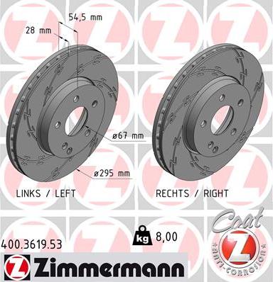 Zimmermann 400.3619.53 - Гальмівний диск autozip.com.ua