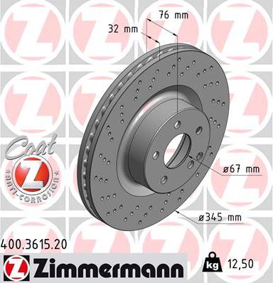 Zimmermann 400.3615.20 - Гальмівний диск autozip.com.ua