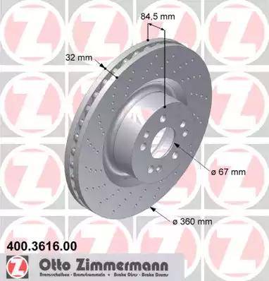 Zimmermann 400.3616.00 - Гальмівний диск autozip.com.ua