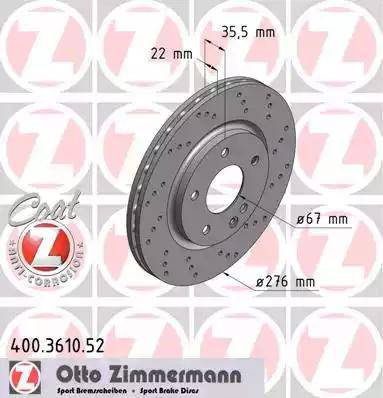 Zimmermann 400.3610.52 - Гальмівний диск autozip.com.ua
