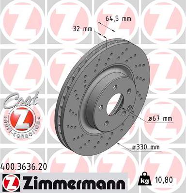 Zimmermann 400.3636.20 - Гальмівний диск autozip.com.ua