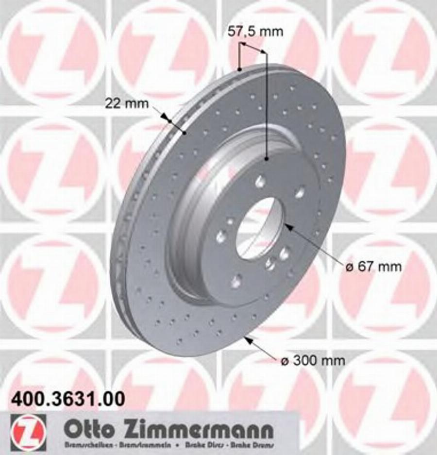 Zimmermann 400363100 - Гальмівний диск autozip.com.ua