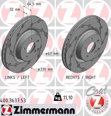 Zimmermann 400.3637.53 - Гальмівний диск autozip.com.ua