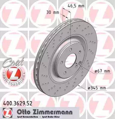 Zimmermann 400.3629.52 - Гальмівний диск autozip.com.ua