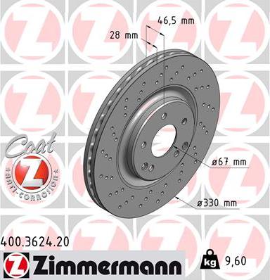 Zimmermann 400.3624.20 - Гальмівний диск autozip.com.ua