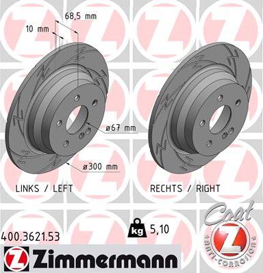 Zimmermann 400.3621.53 - Гальмівний диск autozip.com.ua