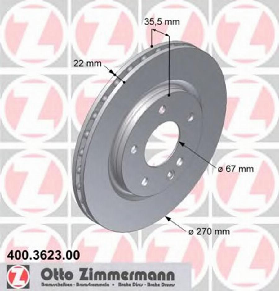 Zimmermann 400.3623.00 - Гальмівний диск autozip.com.ua