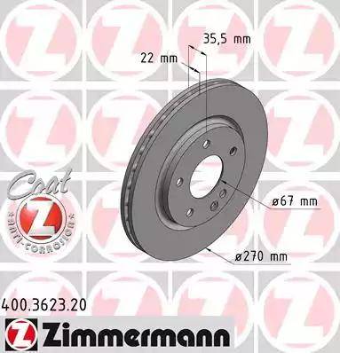 Zimmermann 400.3623.20 - Гальмівний диск autozip.com.ua