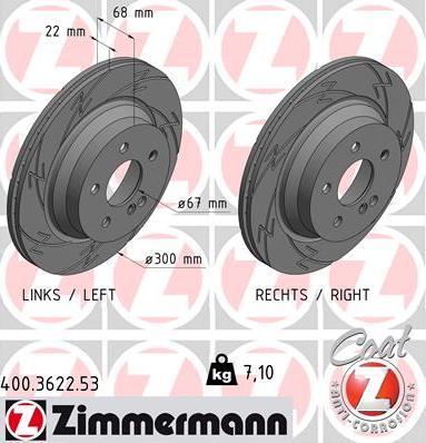 Zimmermann 400.3622.53 - Гальмівний диск autozip.com.ua