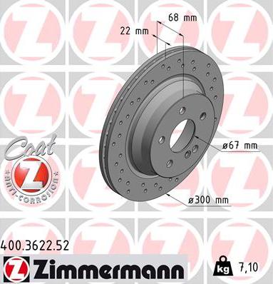 Zimmermann 400.3622.52 - Гальмівний диск autozip.com.ua