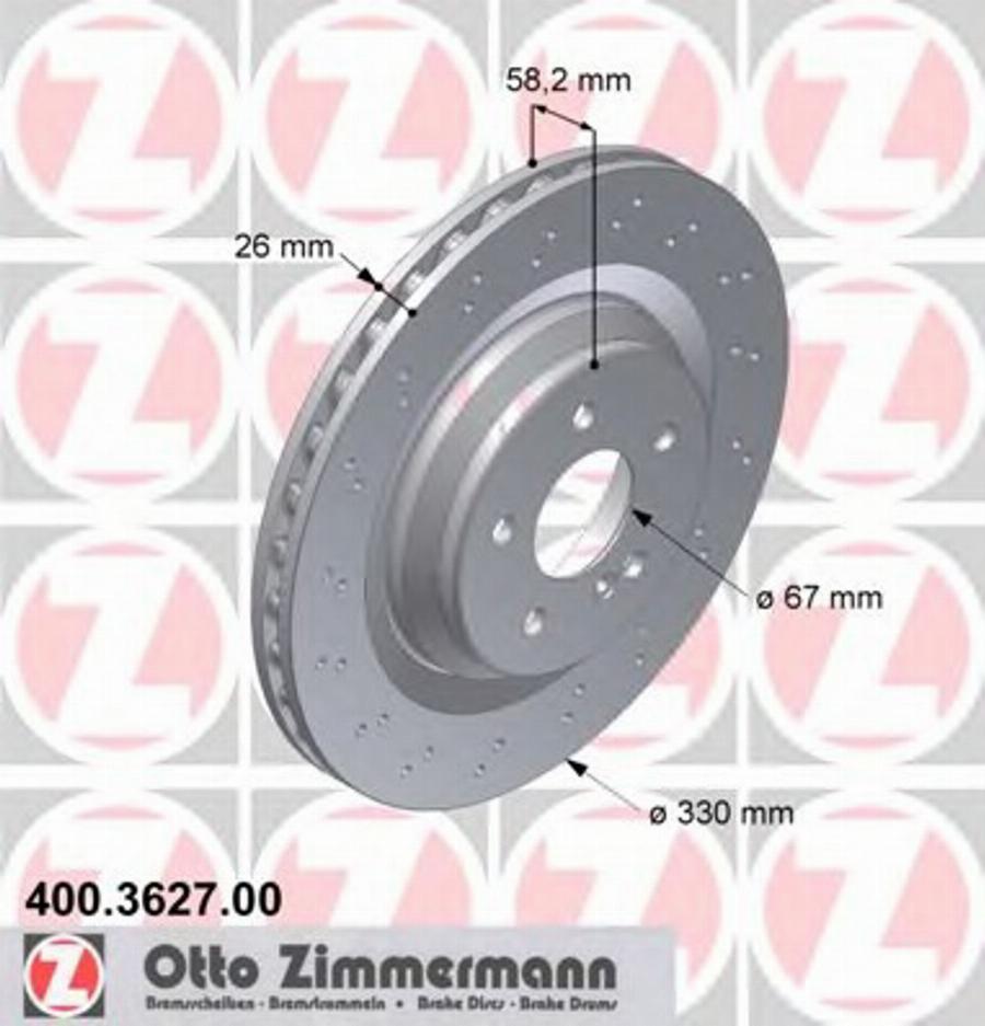 Zimmermann 400362700 - Гальмівний диск autozip.com.ua