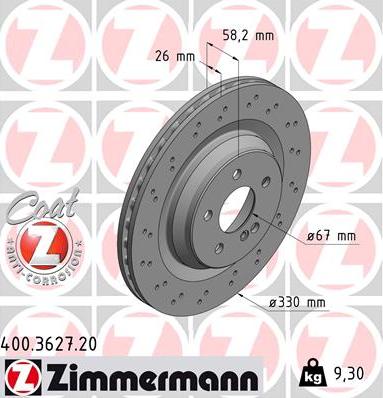 Zimmermann 400.3627.20 - Гальмівний диск autozip.com.ua