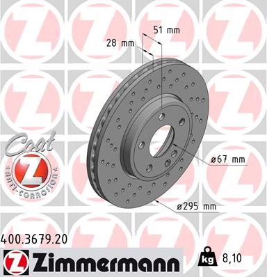 Zimmermann 400.3679.20 - Гальмівний диск autozip.com.ua