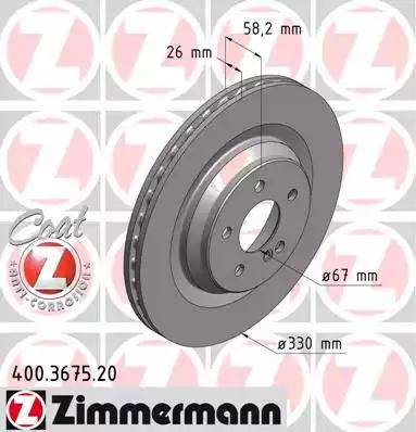 Zimmermann 400.3675.20 - Гальмівний диск autozip.com.ua