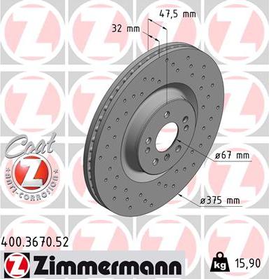 Zimmermann 400.3670.52 - Гальмівний диск autozip.com.ua