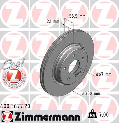 Zimmermann 400.3677.20 - Гальмівний диск autozip.com.ua