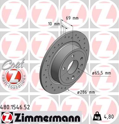 Zimmermann 480.1546.52 - Гальмівний диск autozip.com.ua