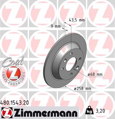 Zimmermann 480.1543.20 - Гальмівний диск autozip.com.ua