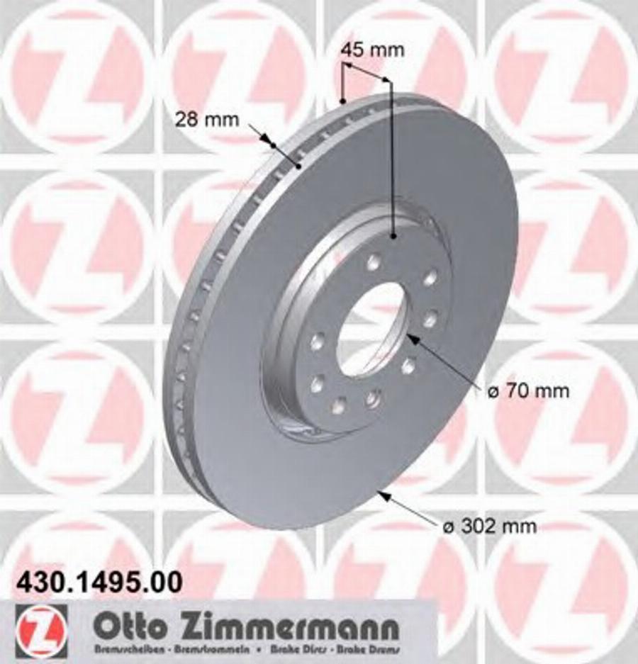 Zimmermann 430.1495.00 - Гальмівний диск autozip.com.ua