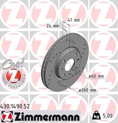 Zimmermann 430.1490.52 - Гальмівний диск autozip.com.ua