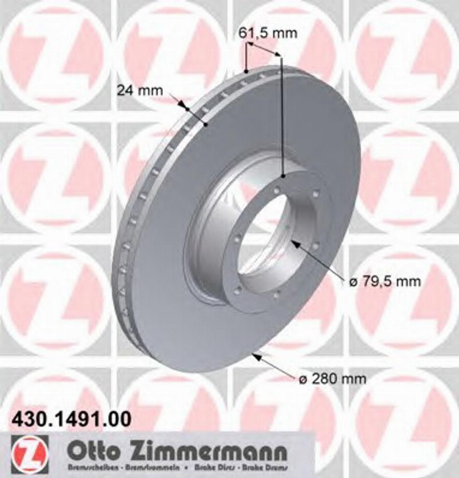 Zimmermann 430.1491.00 - Гальмівний диск autozip.com.ua