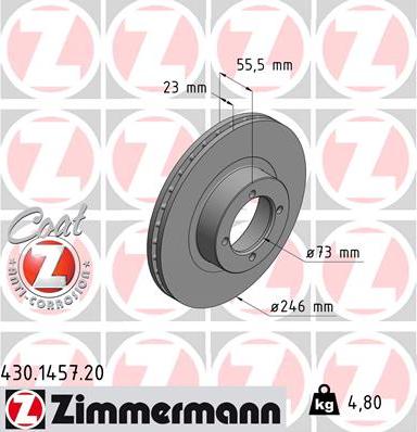 Zimmermann 430.1457.20 - Гальмівний диск autozip.com.ua