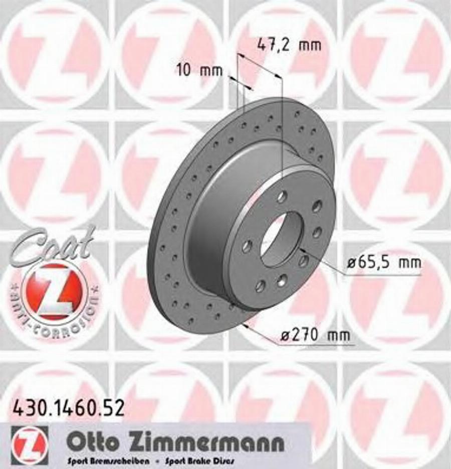 Zimmermann 430.1460.52 - Гальмівний диск autozip.com.ua