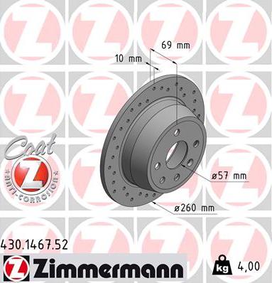 Zimmermann 430.1467.52 - Гальмівний диск autozip.com.ua