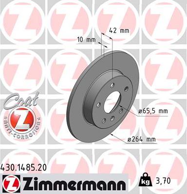 Zimmermann 430.1485.20 - Гальмівний диск autozip.com.ua