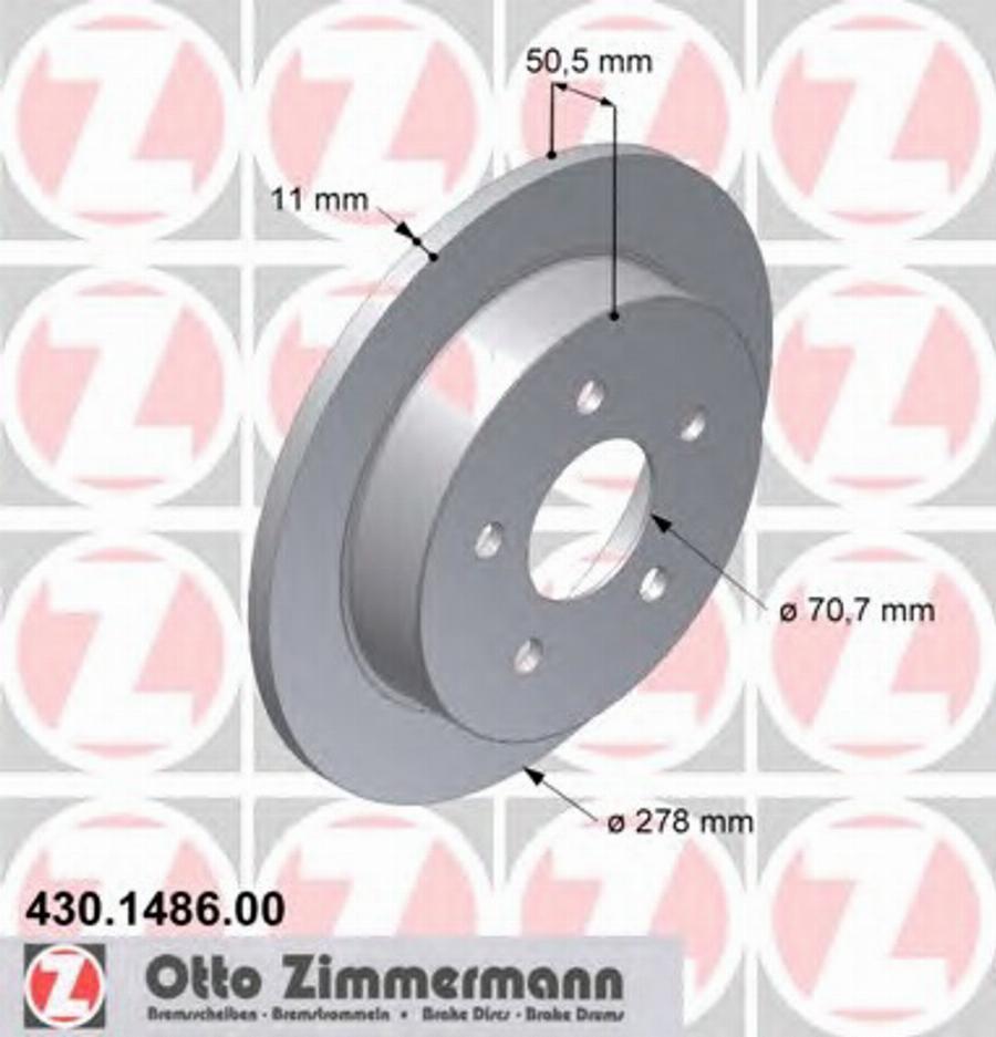 Zimmermann 430.1486.00 - Гальмівний диск autozip.com.ua