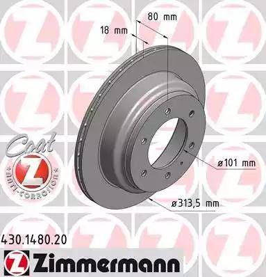 Zimmermann 430.1480.20 - Гальмівний диск autozip.com.ua