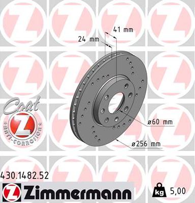 Zimmermann 430.1482.52 - Гальмівний диск autozip.com.ua