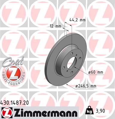 Zimmermann 430.1487.20 - Гальмівний диск autozip.com.ua