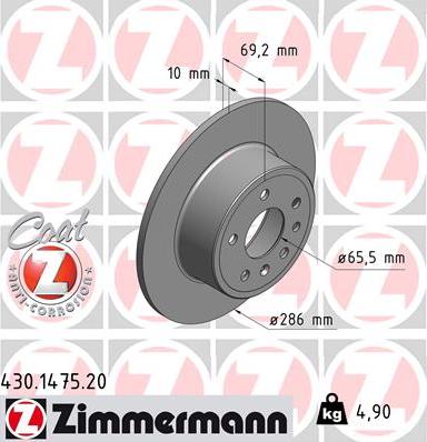 Zimmermann 430.1475.20 - Гальмівний диск autozip.com.ua