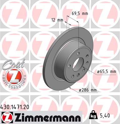 Zimmermann 430.1471.20 - Гальмівний диск autozip.com.ua