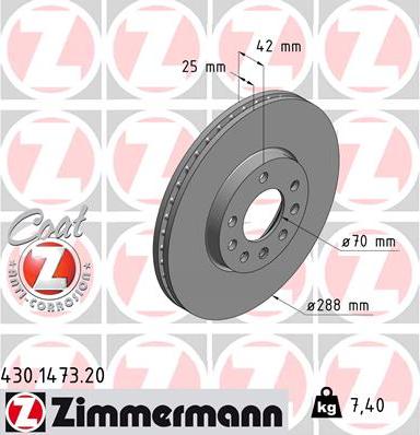 Zimmermann 430.1473.20 - Гальмівний диск autozip.com.ua