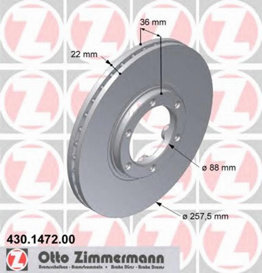 Zimmermann 430.1472.00 - Гальмівний диск autozip.com.ua