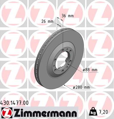 Zimmermann 430.1477.00 - Гальмівний диск autozip.com.ua