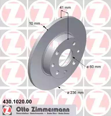 Zimmermann 430.1020.00 - Гальмівний диск autozip.com.ua