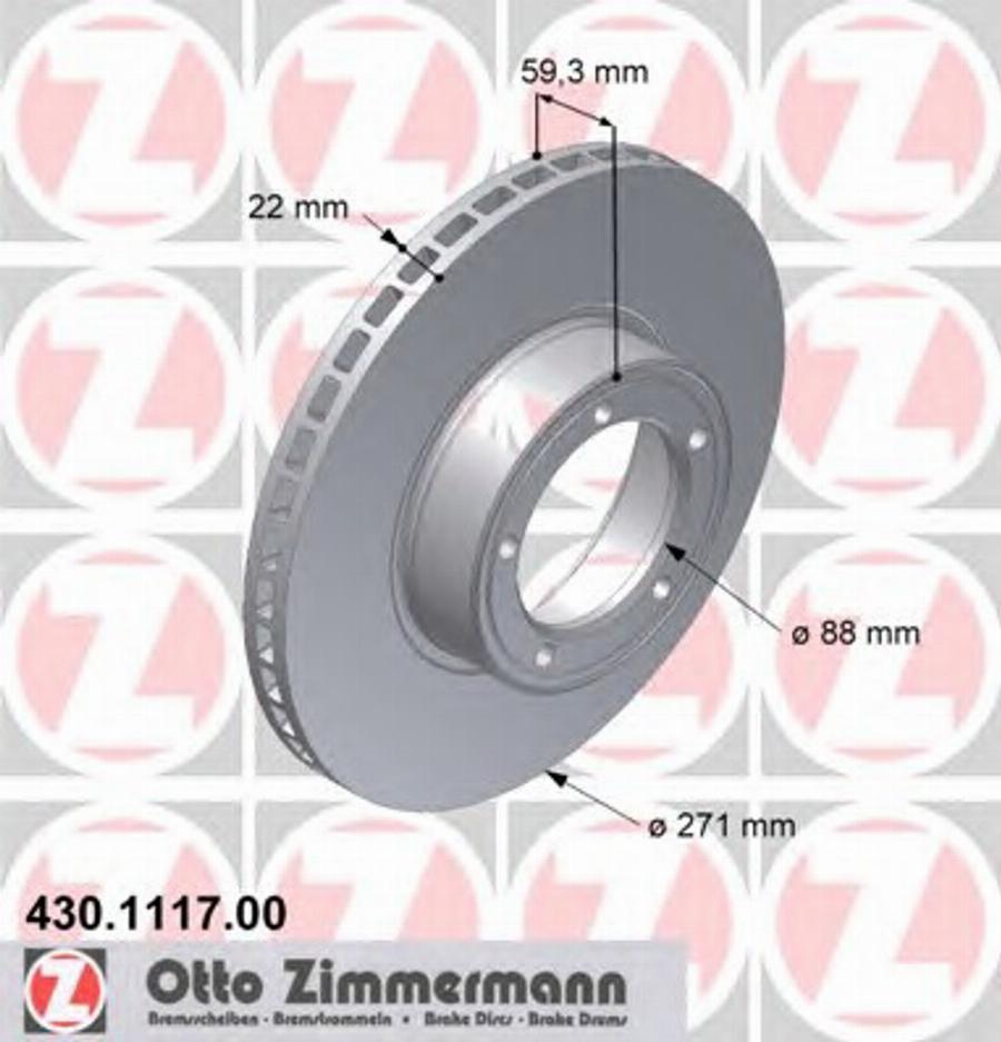 Zimmermann 430.1117.00 - Гальмівний диск autozip.com.ua