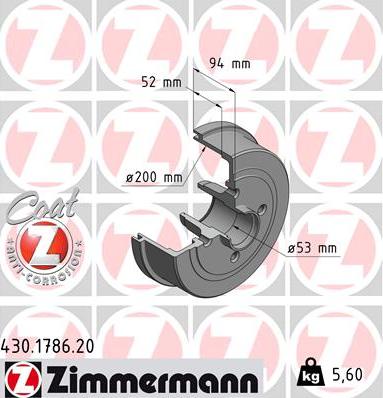 Zimmermann 430.1786.20 - Гальмівний барабан autozip.com.ua