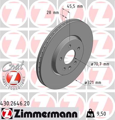 Zimmermann 430.2646.20 - Гальмівний диск autozip.com.ua