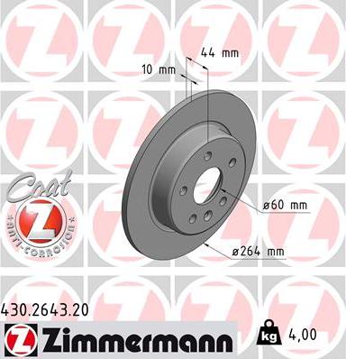 Zimmermann 430.2643.20 - Гальмівний диск autozip.com.ua