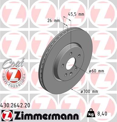 Zimmermann 430.2642.20 - Гальмівний диск autozip.com.ua