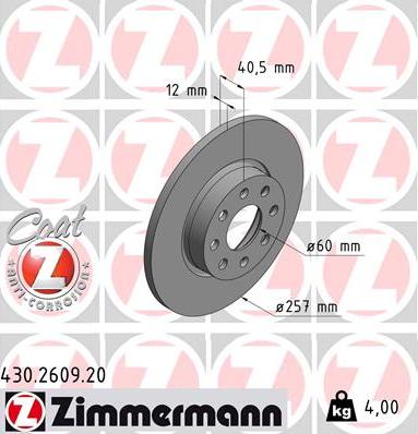 Zimmermann 430.2609.20 - Гальмівний диск autozip.com.ua