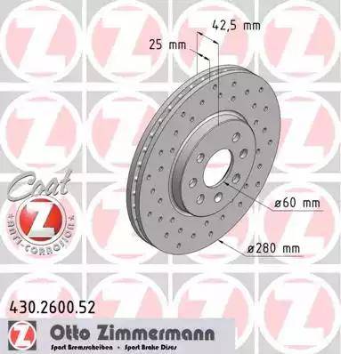 Zimmermann 430.2600.52 - Гальмівний диск autozip.com.ua