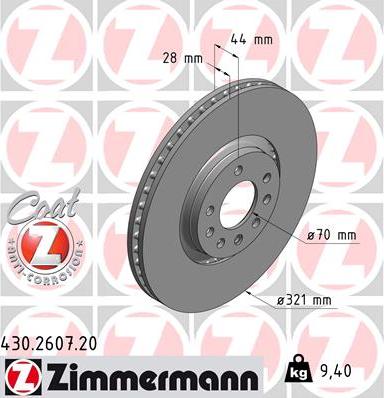 Zimmermann 430.2607.20 - Гальмівний диск autozip.com.ua