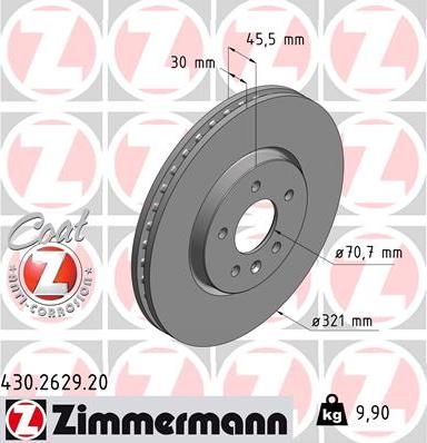 Zimmermann 430.2629.20 - Гальмівний диск autozip.com.ua