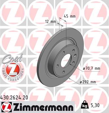 Zimmermann 430.2624.20 - Гальмівний диск autozip.com.ua