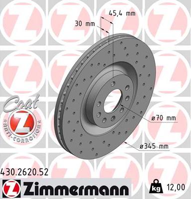 Zimmermann 430.2620.52 - Гальмівний диск autozip.com.ua